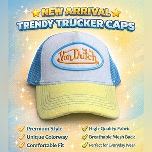 Von Dutch Blue and Yellow Trucker Cap